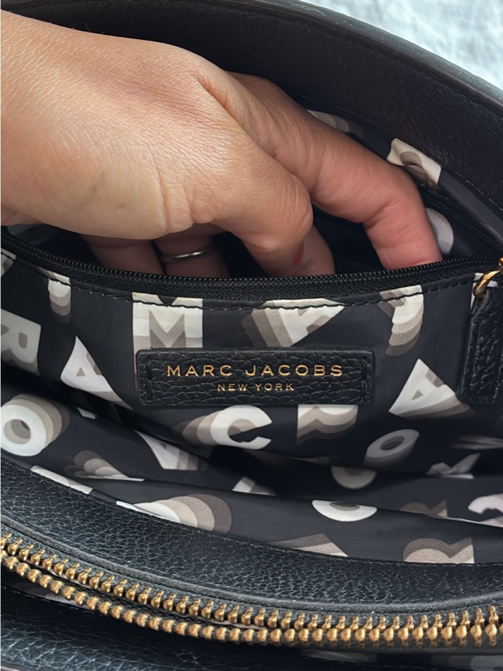 Marc Jacobs Black Pebbled Leather Satchel with Gold Padlock - Picture 5 of 6